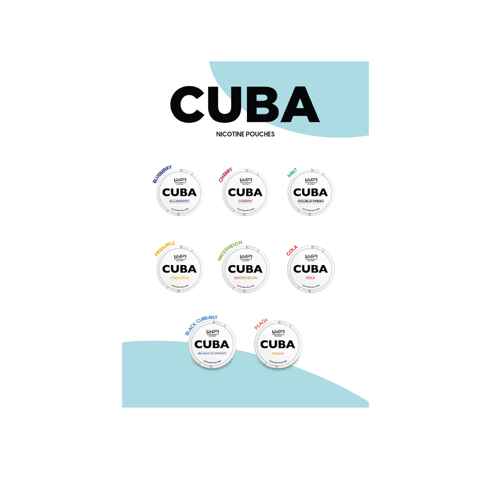 Flyer A4 Sortenübersicht Cuba Nicotine Pouches