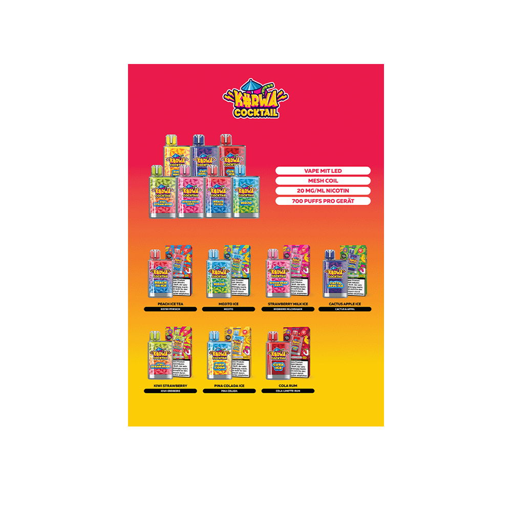 Flyer A4 Sortenübersicht Kurwa Cocktail