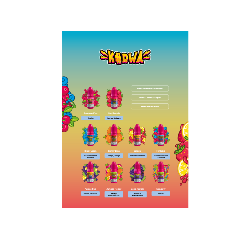 Flyer A4 Sortenübersicht Kurwa Liquids