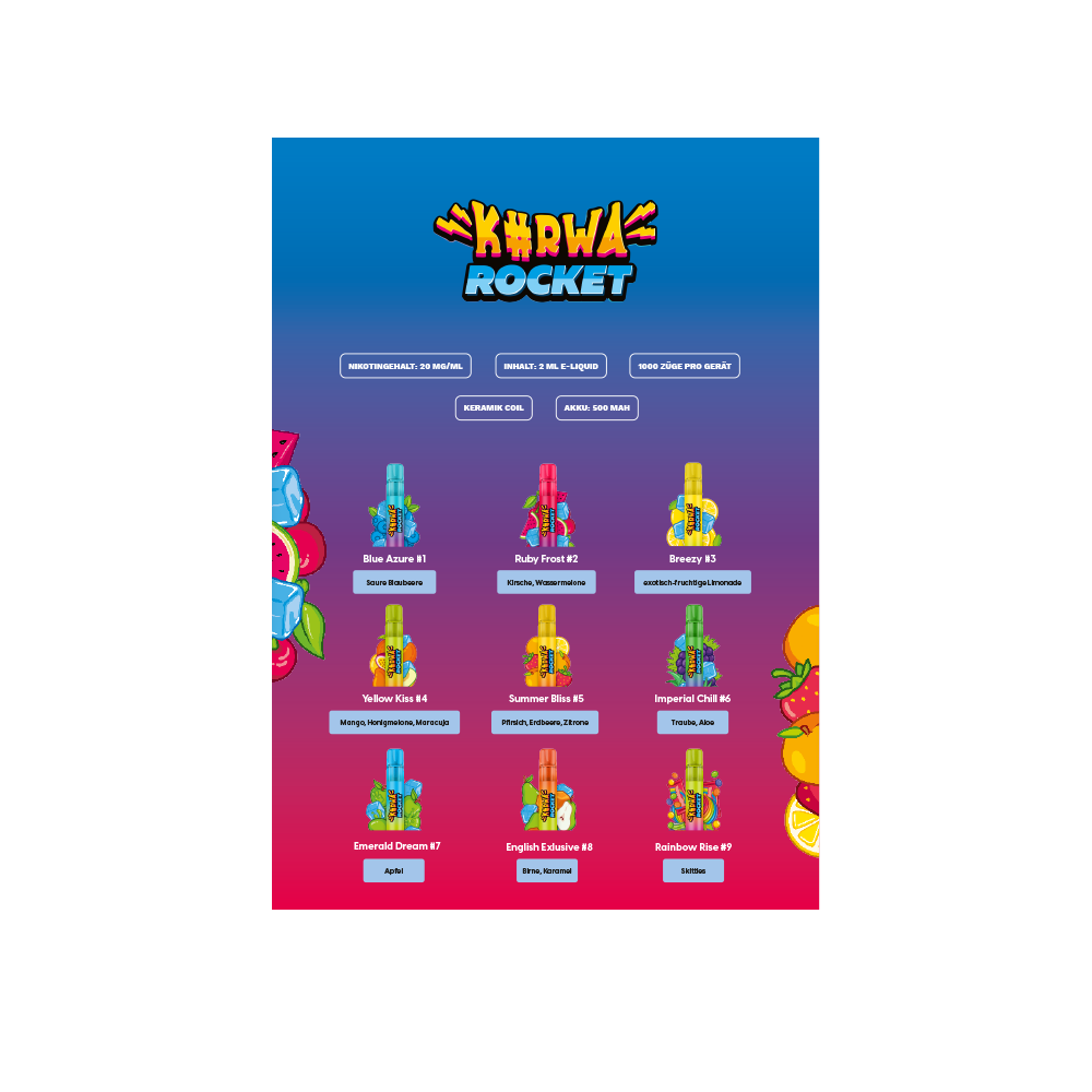 Flyer A4 Sortenübersicht Kurwa Rocket
